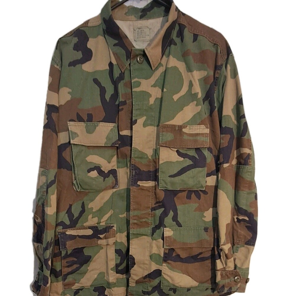 Vintage USGI US Army M81 Woodland Camo BDU Combat Coat Jacket Size Large NSN